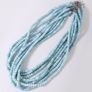 Shop Larimar Necklaces! Larimar Smooth Plain Rondelle From Dominican Republic Beads Necklace Soft Soothing Blue Necklace for Great Relationship Bond… | Natural genuine Larimar necklaces. Buy crystal jewelry, handmade handcrafted artisan jewelry for women.  Unique handmade gift ideas. #jewelry #beadednecklaces #beadedjewelry #gift #shopping #handmadejewelry #fashion #style #product #necklaces #affiliate #ad