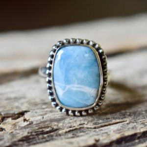 Shop Larimar Rings! US SIZE 7 – Larimar ring , statement ring , 925 sterling silver , Larimar gemstone silver ring , women jewellery gift #R27 | Natural genuine Larimar rings, simple unique handcrafted gemstone rings. #rings #jewelry #shopping #gift #handmade #fashion #style #affiliate #ad