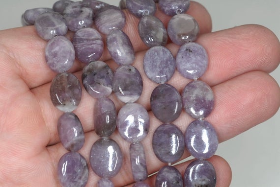 12x10mm Light Purple Lepidolite Gemstone Grade A Oval Loose Beads 16 Inch Full Strand (90188221-659)
