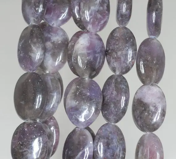 16x12mm Dark Purple Lepidolite Gemstone Grade A Oval Loose Beads 8 Inch Half Strand (90187912-660)