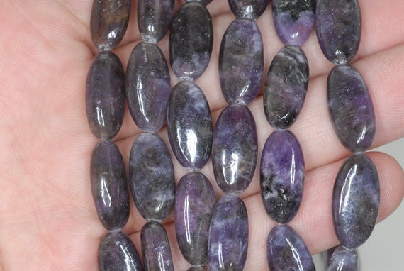 18x9mm Dark Purple Lepidolite Gemstone Grade A Oval Loose Beads 16 Inch Full Strand (90188218-659)