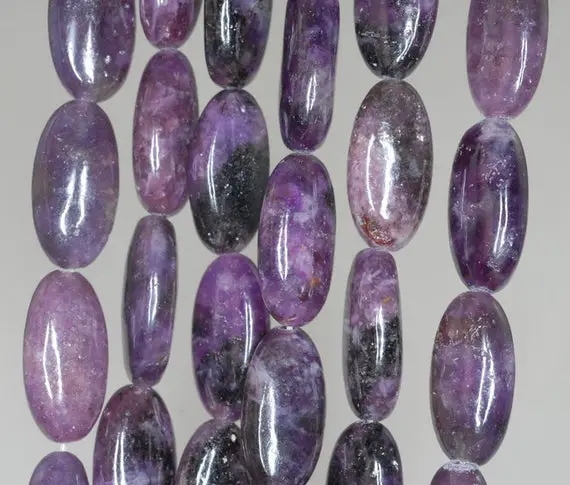 18x9mm Purple Lepidolite Gemstone Grade A Oval Loose Beads 15.5 Inch Full Strand (90188222-659)