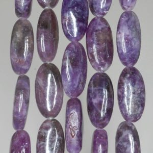 Shop Lepidolite Bead Shapes! 18X9mm Purple Lepidolite Gemstone Grade AA Oval Loose Beads 7.5 inch Half Strand (90187915-659) | Natural genuine other-shape Lepidolite beads for beading and jewelry making.  #jewelry #beads #beadedjewelry #diyjewelry #jewelrymaking #beadstore #beading #affiliate #ad