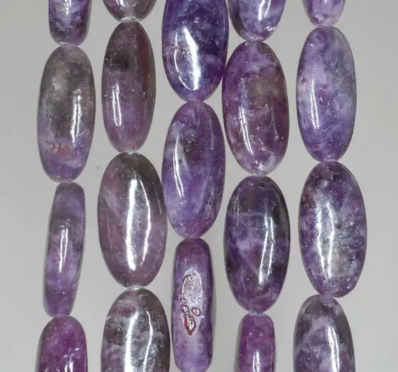 18x9mm Purple Lepidolite Gemstone Grade Aa Oval Loose Beads 7.5 Inch Half Strand (90187915-659)