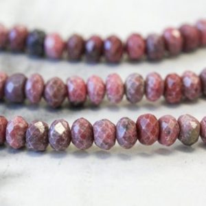 Shop Rhodonite Faceted Beads! M/ Rhodonite 8mm/ 10mm Faceted Rondelle beads 15.5" strand Natural pink gemstone beads For jewelry making | Natural genuine faceted Rhodonite beads for beading and jewelry making.  #jewelry #beads #beadedjewelry #diyjewelry #jewelrymaking #beadstore #beading #affiliate #ad