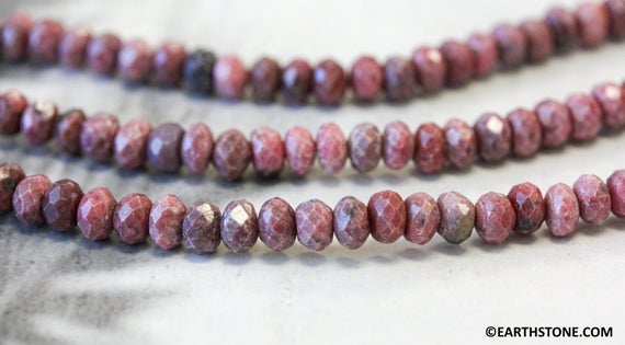M/ Rhodonite 8mm/ 10mm Faceted Rondelle Beads 15.5" Strand Natural Pink Gemstone Beads For Jewelry Making