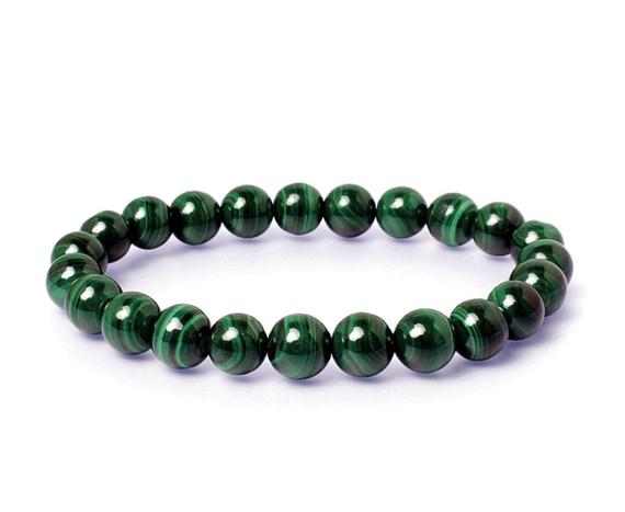 Malachite Bracelet Crystal Healing Stacking Stretch Gemstone Jewellery For Men Or Women - Aaa Quality