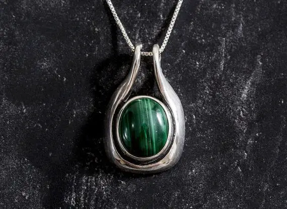 Malachite Pendant, Natural Malachite, Green Malachite Pendant, Unique Pendant, Green Malachite, Green Pendant, Silver Pendant, Malachite