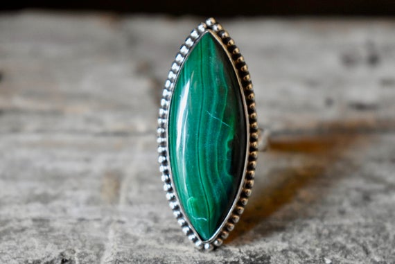 Malachite Ring , Green Malachite Ring , 925 Sterling Silver , Malachite Gemstone Silver Ring , Women Jewellery Gift #b9