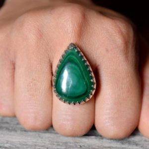 Shop Malachite Rings! Malachite ring , Green Malachite ring , 925 sterling silver , Malachite gemstone silver ring , women jewellery gift #B120 | Natural genuine Malachite rings, simple unique handcrafted gemstone rings. #rings #jewelry #shopping #gift #handmade #fashion #style #affiliate #ad