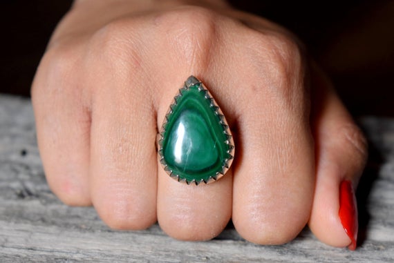 Malachite Ring , Green Malachite Ring , 925 Sterling Silver , Malachite Gemstone Silver Ring , Women Jewellery Gift #b120