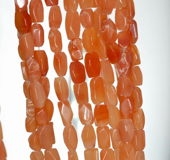 7x4-11x5mm Orange Moonstone Gemstone Faceted Barrel Nugget Loose Beads 14 Inch Full Strand (90185173-897)