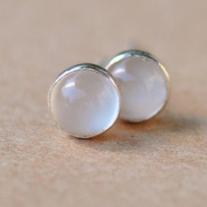 Moonstone Earrings, Moonstone jewelry in sterling silver 5mm September birthday gift handmade in the UK | Natural genuine Moonstone earrings. Buy crystal jewelry, handmade handcrafted artisan jewelry for women.  Unique handmade gift ideas. #jewelry #beadedearrings #beadedjewelry #gift #shopping #handmadejewelry #fashion #style #product #earrings #affiliate #ad