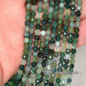 Shop Moss Agate Faceted Beads! 2mm Moss Agate Gemstone Green Micro Faceted Round 2mm Loose Beads 16 inch Full Strand (90148188-170-E) | Natural genuine faceted Moss Agate beads for beading and jewelry making.  #jewelry #beads #beadedjewelry #diyjewelry #jewelrymaking #beadstore #beading #affiliate #ad