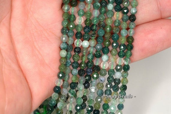2mm Moss Agate Gemstone Green Micro Faceted Round 2mm Loose Beads 16 Inch Full Strand (90148188-170-e)