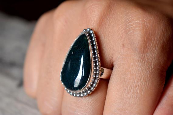 Moss Agate Ring , Moss Agate Ring , 925 Sterling Silver , Statement Silver Ring , Women Jewellery Gift #b158