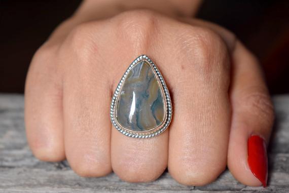 Moss Agate Ring , Moss Agate Ring , 925 Sterling Silver , Agate Gemstone Silver Ring , Women Jewellery Gift #b146