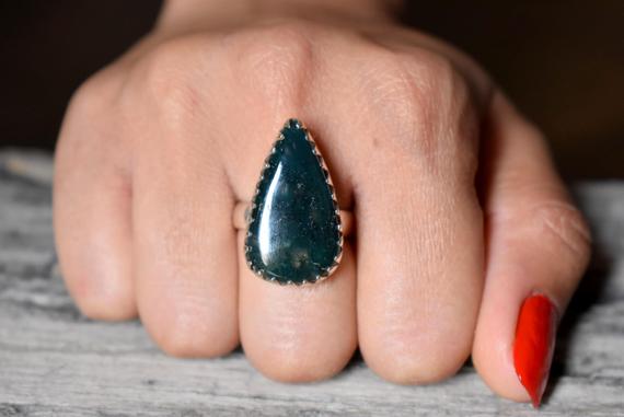 Moss Agate Ring , Moss Agate Ring , 925 Sterling Silver , Agate Gemstone Silver Ring , Women Jewellery Gift #b114