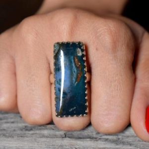Shop Moss Agate Rings! Moss Agate ring , moss agate ring , 925 sterling silver , agate gemstone silver ring , women jewellery gift #B147 | Natural genuine Moss Agate rings, simple unique handcrafted gemstone rings. #rings #jewelry #shopping #gift #handmade #fashion #style #affiliate #ad