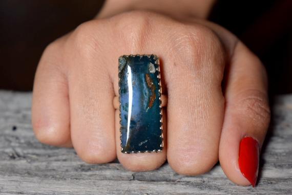 Moss Agate Ring , Moss Agate Ring , 925 Sterling Silver , Agate Gemstone Silver Ring , Women Jewellery Gift #b147