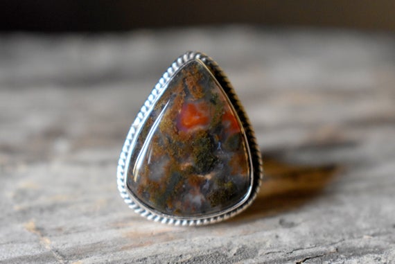 Moss Agate Ring , Moss Agate Ring , 925 Sterling Silver , Agate Gemstone Silver Ring , Women Jewellery Gift #b78