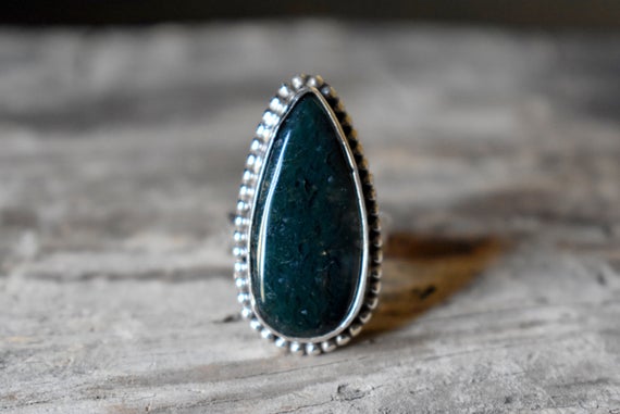 Moss Agate Ring , Moss Agate Ring , 925 Sterling Silver , Agate Gemstone Silver Ring , Women Jewellery Gift #b76