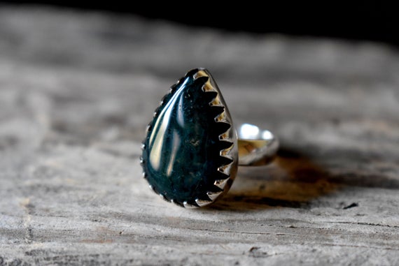 Moss Agate Ring , Moss Agate Ring , 925 Sterling Silver , Agate Gemstone Silver Ring , Women Jewellery Gift #b75