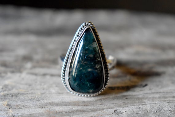Moss Agate Ring , Moss Agate Ring , 925 Sterling Silver , Agate Gemstone Silver Ring , Women Jewellery Gift #b66