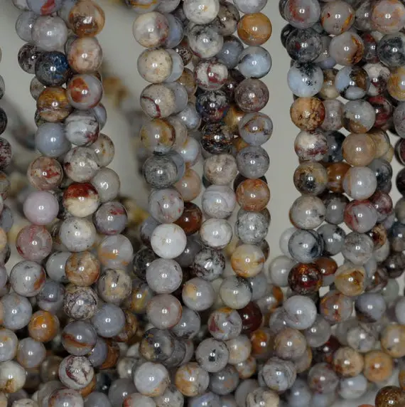 6mm Moss Agate Gemston Brown Round 6mm Loose Beads 15.5 Inch Full Strand (90183529-788)