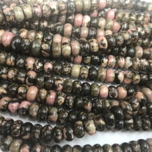 Shop Rhodonite Rondelle Beads! Natural Rhodonite Pink 6mm – 8mm Rondelle Genuine Black Line Loose Beads 15 inch Jewelry Supply Bracelet Necklace Material Support Wholesale | Natural genuine rondelle Rhodonite beads for beading and jewelry making.  #jewelry #beads #beadedjewelry #diyjewelry #jewelrymaking #beadstore #beading #affiliate #ad