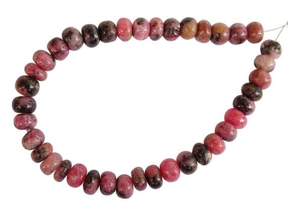 Natural Rhodonite Smooth Rondelles, Rhodonite Rondelle Beads, Rhodonite Smooth Beads (7-8mm) (jk51)