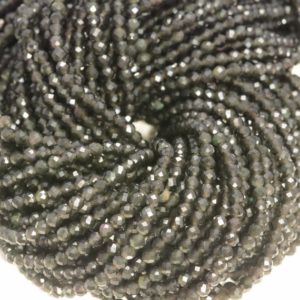 3MM Black Obsidian Gemstone Micro Faceted Round Grade Aaa Beads 15inch WHOLESALE (80010159-A195) | Natural genuine faceted Obsidian beads for beading and jewelry making.  #jewelry #beads #beadedjewelry #diyjewelry #jewelrymaking #beadstore #beading #affiliate #ad