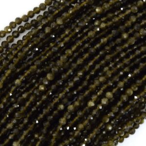 Natural Faceted Black Gold Obsidian Round Beads 15" Strand 3mm 4mm 6mm 8mm 10mm 12mm | Natural genuine faceted Obsidian beads for beading and jewelry making.  #jewelry #beads #beadedjewelry #diyjewelry #jewelrymaking #beadstore #beading #affiliate #ad