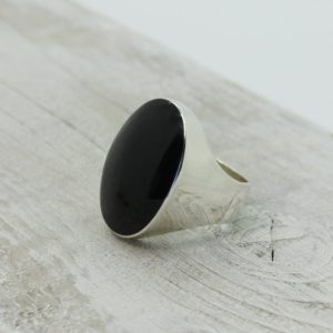 Shop Obsidian Rings! Black obsidian oval shape ring made of natural Obsidian stone and sterling silver 925e medium size ring simple and stylish for him or her | Natural genuine Obsidian rings, simple unique handcrafted gemstone rings. #rings #jewelry #shopping #gift #handmade #fashion #style #affiliate #ad