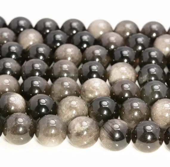 6mm Genuine Silver Obsidian Gemstone  Grade Aaa Round Beads 15 Inch Full Strand (80007521-a264)