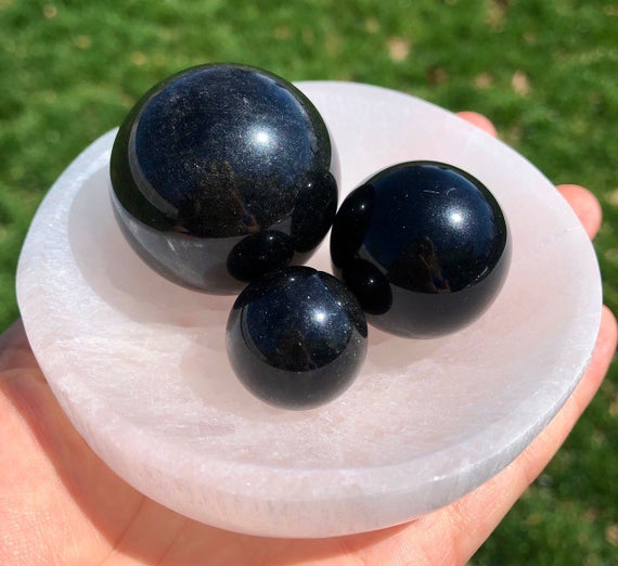 Black Obsidian Sphere - Polished Crystal Sphere - Root Chakra Stone - Obsidian Scrying Ball - Healing Crystal - Black Obsidian Crystal Ball