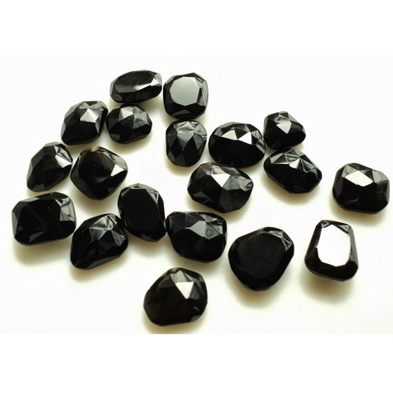 Black Onyx Fancy Shaped Calibrated Gemstones Loose, Rose Cut Pear Coffin Shape, Trillion, Horn, Crescent Moon Black Onyx Gemstone Loose, Rs1