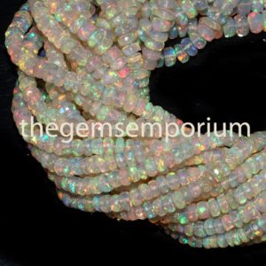 Shop Opal Beads! Top Quality Ethiopian Opal Faceted Rondelle Beads, Opal Rondelle Beads, Ethiopian Opal Beads, Ethiopian Opal Faceted Beads | Natural genuine beads Opal beads for beading and jewelry making.  #jewelry #beads #beadedjewelry #diyjewelry #jewelrymaking #beadstore #beading #affiliate #ad