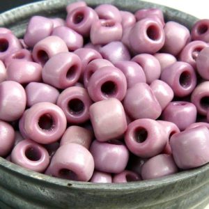 Shop Hemp Jewelry Making Supplies! PURPLE PINK MAUVE Antique Venetian Opaque Glass 8 mm Crow Beads Macrame Large Hole 10 grams | Shop jewelry making and beading supplies, tools & findings for DIY jewelry making and crafts. #jewelrymaking #diyjewelry #jewelrycrafts #jewelrysupplies #beading #affiliate #ad