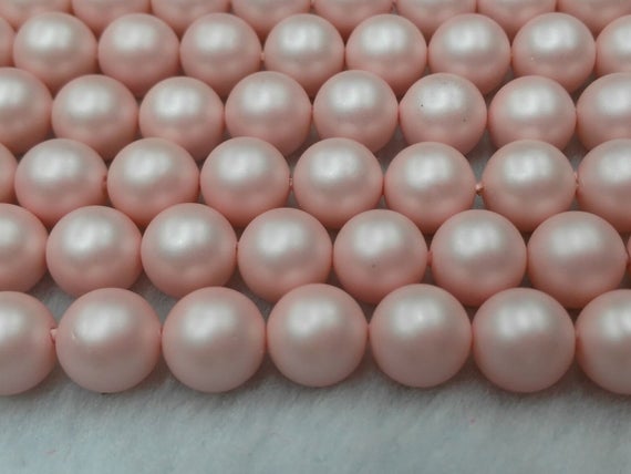 15.5" 8mm/10mm Silky Matte Shell Pearl Round Beads Light Pink Color, Silky Matte Light Pink Shell Pearl, Jewelry Supply, Hjc
