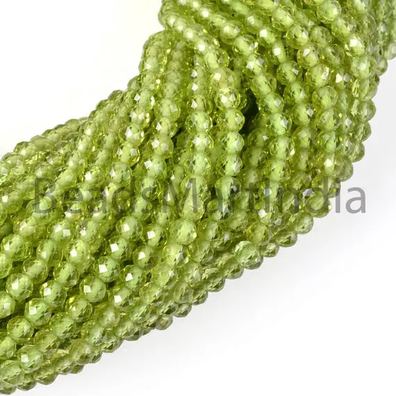 3.5mm Peridot Faceted Rondelle Beads, Natural Peridot Beads,peridot Rondelle Beads, Peridot Faceted Beads, Peridot Faceted Rondelle Beads