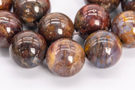 Genuine Natural Colombian Pietersite Gemstone Beads 12mm Brown Round Aa Quality Loose Beads (111986)