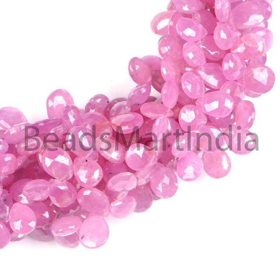 Natural Pink Sapphire Pear Shape Beads, 5x7-7x9 Mm Faceted Pink Sapphire Beads, Aaa Quality, No Heat, Faceted Sapphire, Sapphire Beads