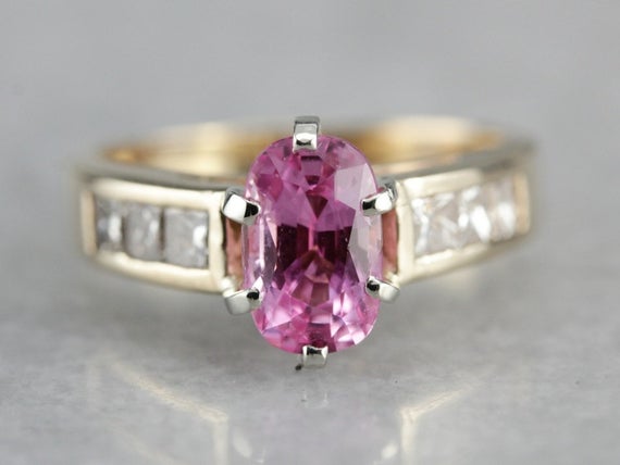 Pink Sapphire Anniversary Ring, Sapphire And Diamond, Right Hand Ring, Sapphire Anniversary Nzh14ccw