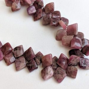 Shop Pink Tourmaline Chip & Nugget Beads! 9-11mm Rare Pink Tourmaline Fancy Kite Shape Beads, Natural Pink Tourmaline Rough Diamond Shape Designer For Necklace (4IN To 8IN Options) | Natural genuine chip Pink Tourmaline beads for beading and jewelry making.  #jewelry #beads #beadedjewelry #diyjewelry #jewelrymaking #beadstore #beading #affiliate #ad