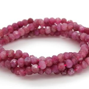 Shop Pink Tourmaline Beads! Natural Pink Tourmaline Beads, Faceted Rondelle Pink Tourmaline Gemstone Beads – 3mm x 4mm – RDF34 | Natural genuine beads Pink Tourmaline beads for beading and jewelry making.  #jewelry #beads #beadedjewelry #diyjewelry #jewelrymaking #beadstore #beading #affiliate #ad
