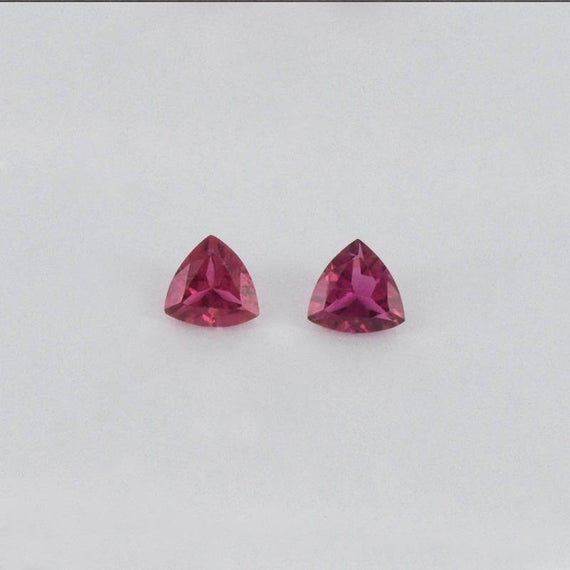 6x6 Mm Natural Pink Tourmaline Faceted Cut Trillion Top Quality Loose Gemstone - Pink Color Natural Tourmaline | Earring And Ring Gemstone
