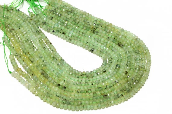 Prehnite Beads,faceted Rondelles,gemstone Beads,green Beads,birthstone Beads,semiprecious Beads,prehnite Jewelry - 16" Strand
