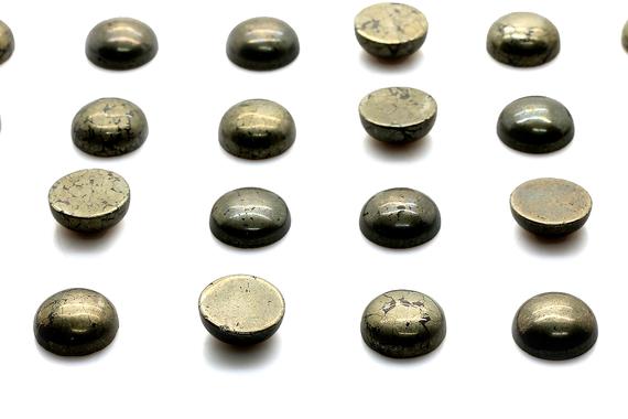 Clearance Sale - 10mm Smooth Pyrite Cabochon,aa Cabochons,gray Cabochon,iron Pyrite Gemstone,jewelry Making Supplies,diy Cabochons