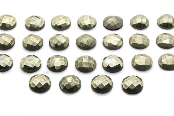 Faceted Cabochon,pyrite Cabochon,round Gemstone,coin Cabochon,faceted Gemstone,custom Cut Cabochon,wholesale Gemstones,aa Quality